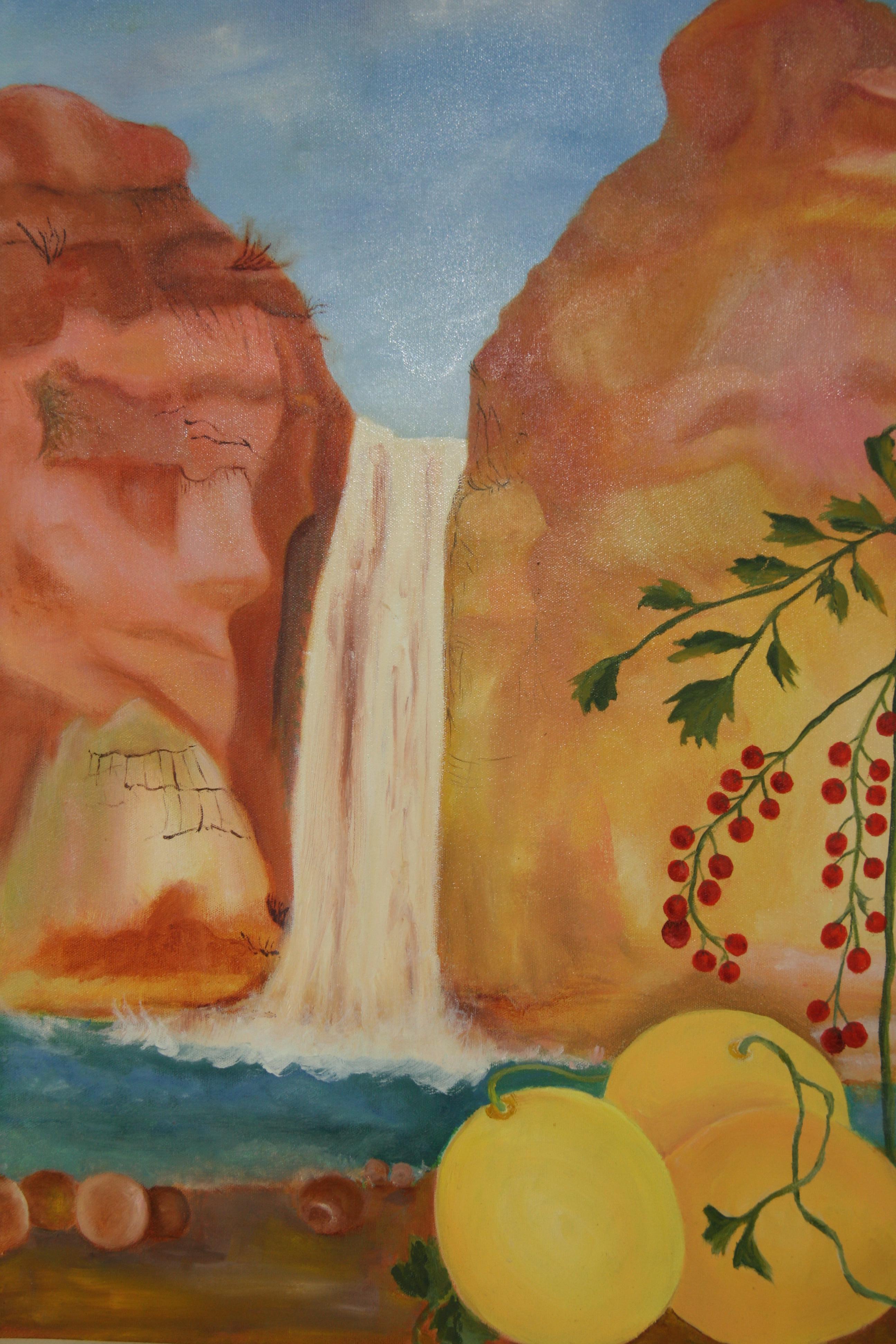 South West  Large Waterfall Scene Landscape Framed For Sale 2