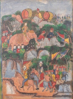 Southeast Asian Battle Scene Painting, ca. 1900