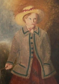 Spackman - 19th Century Folk Art Oil, Child in a Button Down Coat