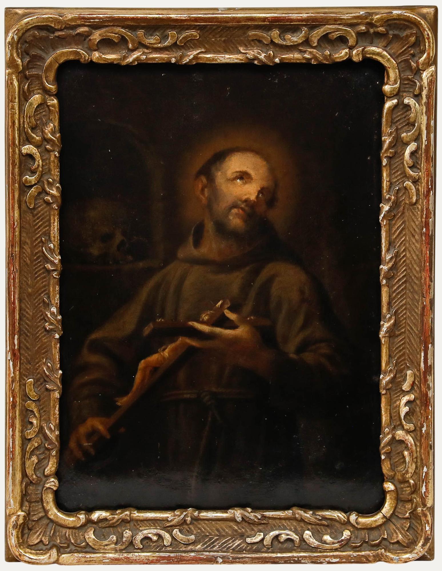 Spanish School 17th Century Oil - St. Francis of Assisi in Ecstasy
