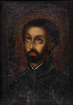 Spanish School 18th Century Oil - Portrait of a Saint