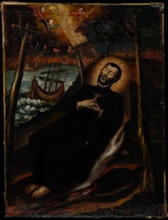 Spanish School 18th Century Oil - Saint Aloysius Gonzaga