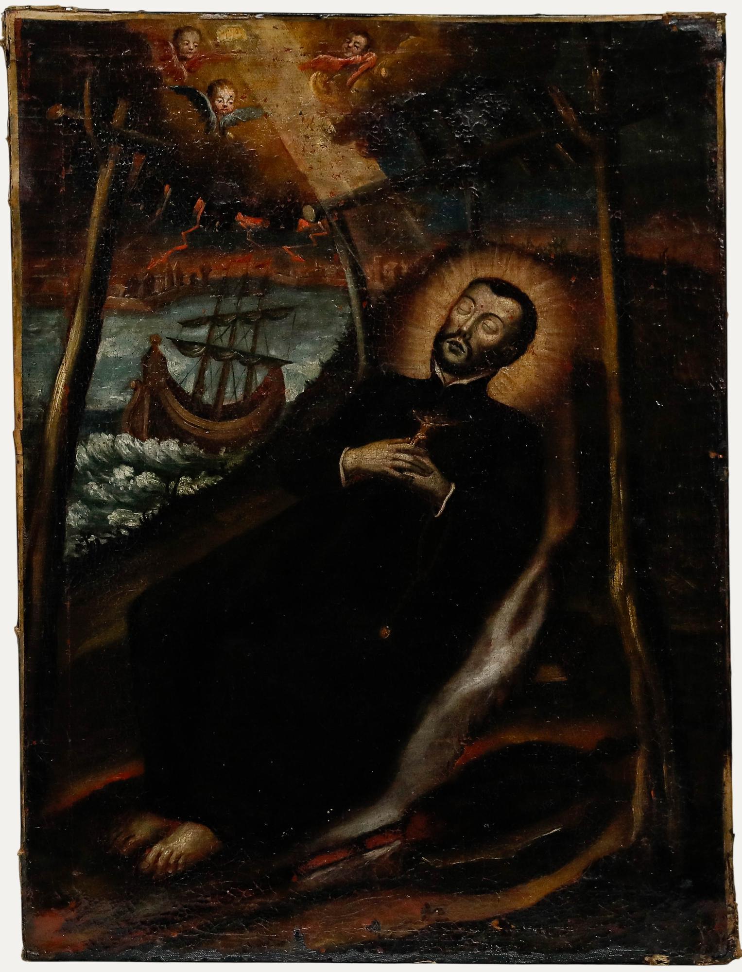 Figurative Painting di Unknown - Olio del XVIII secolo della Spanish School - San Aloysius Gonzaga