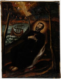 Spanish School 18th Century Oil - Saint Aloysius Gonzaga