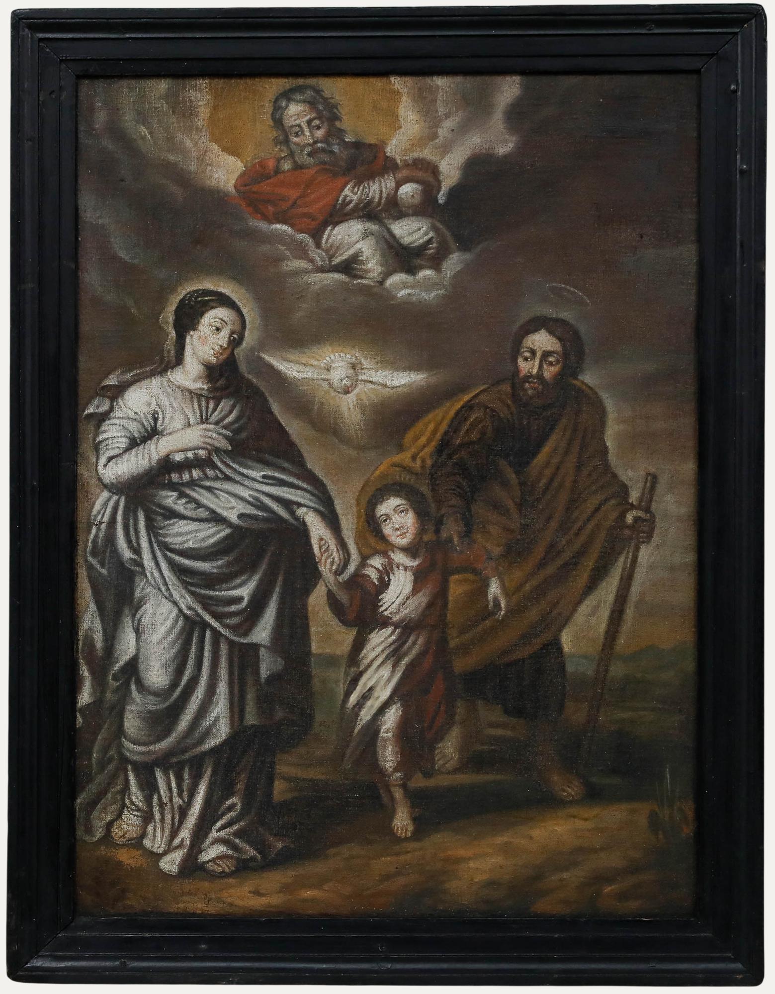 Unknown Figurative Painting – Spanish School 18. Jahrhundert Öl - Die Heilige Familie
