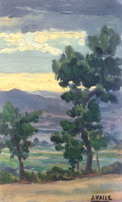 Spanish school landscape oil on board painting Spain