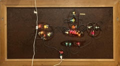 Spanish Ship and Mission Villa, Impressionist Mixed Media Painting