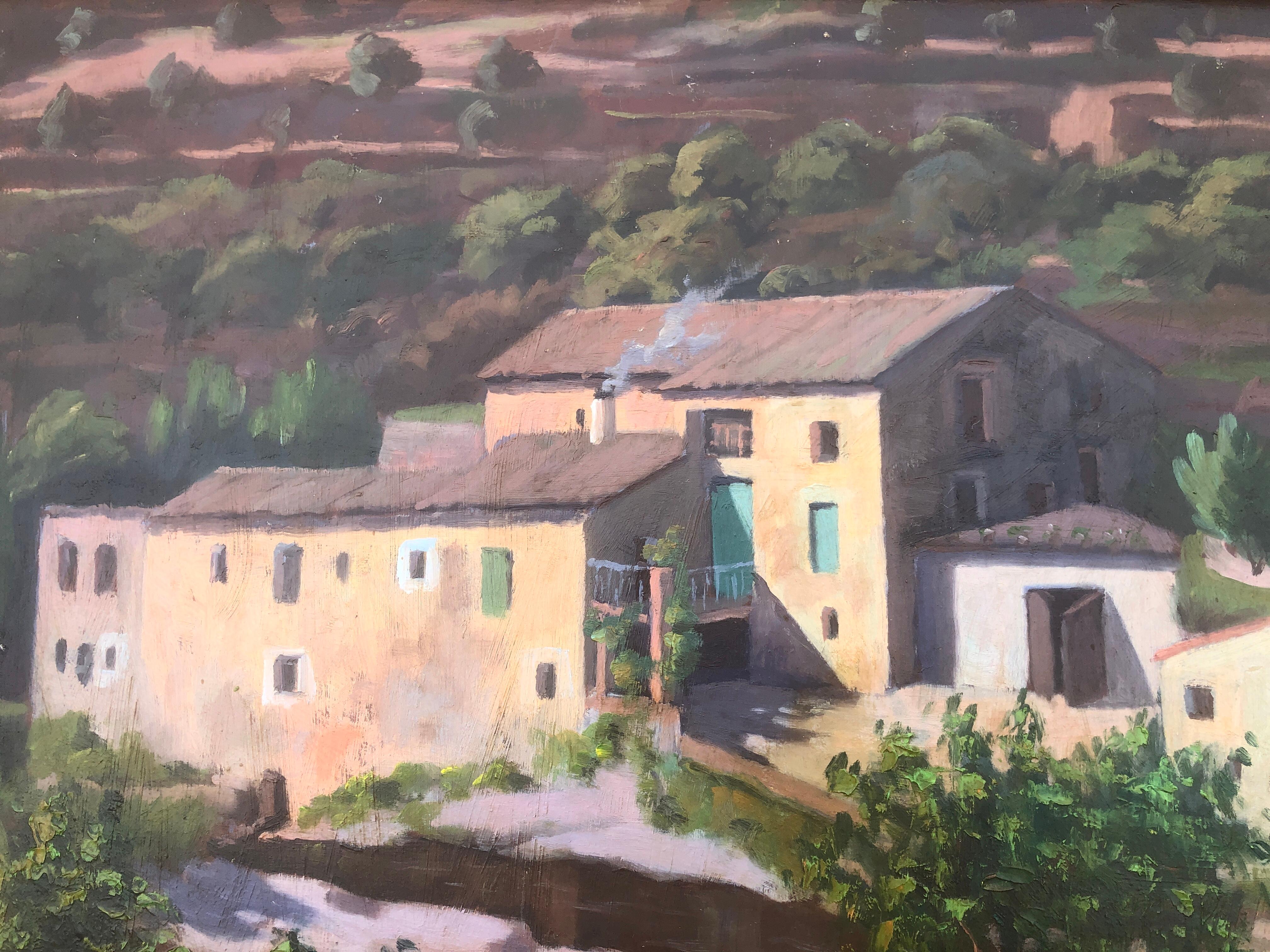 Spanish town landscape oil on board painting For Sale 3