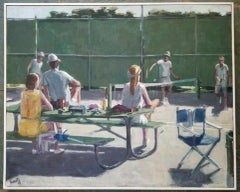 Spectators, Oil on Canvas Painting by Roger Edward Kuntz, 1962