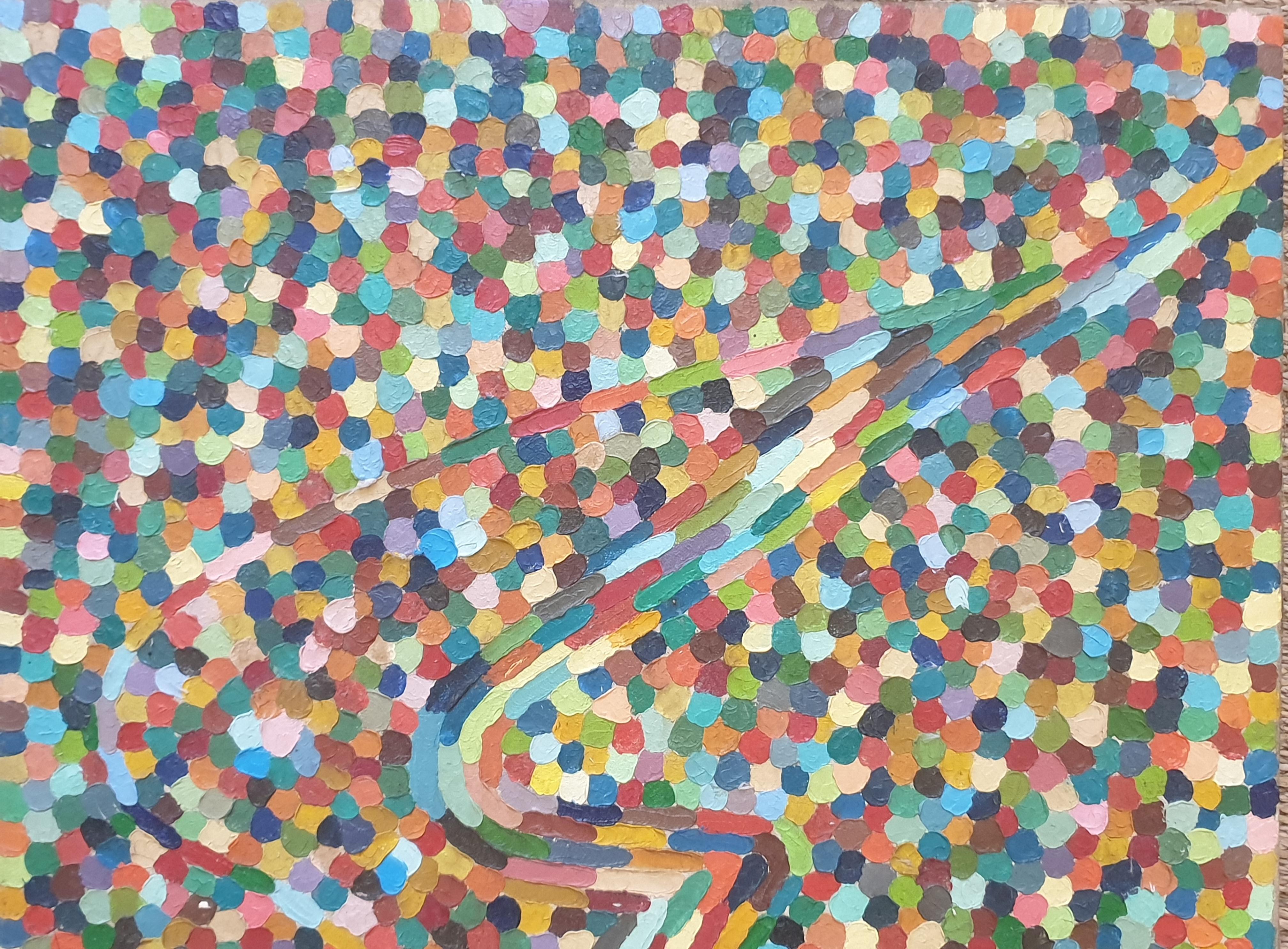 'Spirit of Ecstasy', French Mid Century Pointillist Oil on Canvas. For Sale 2