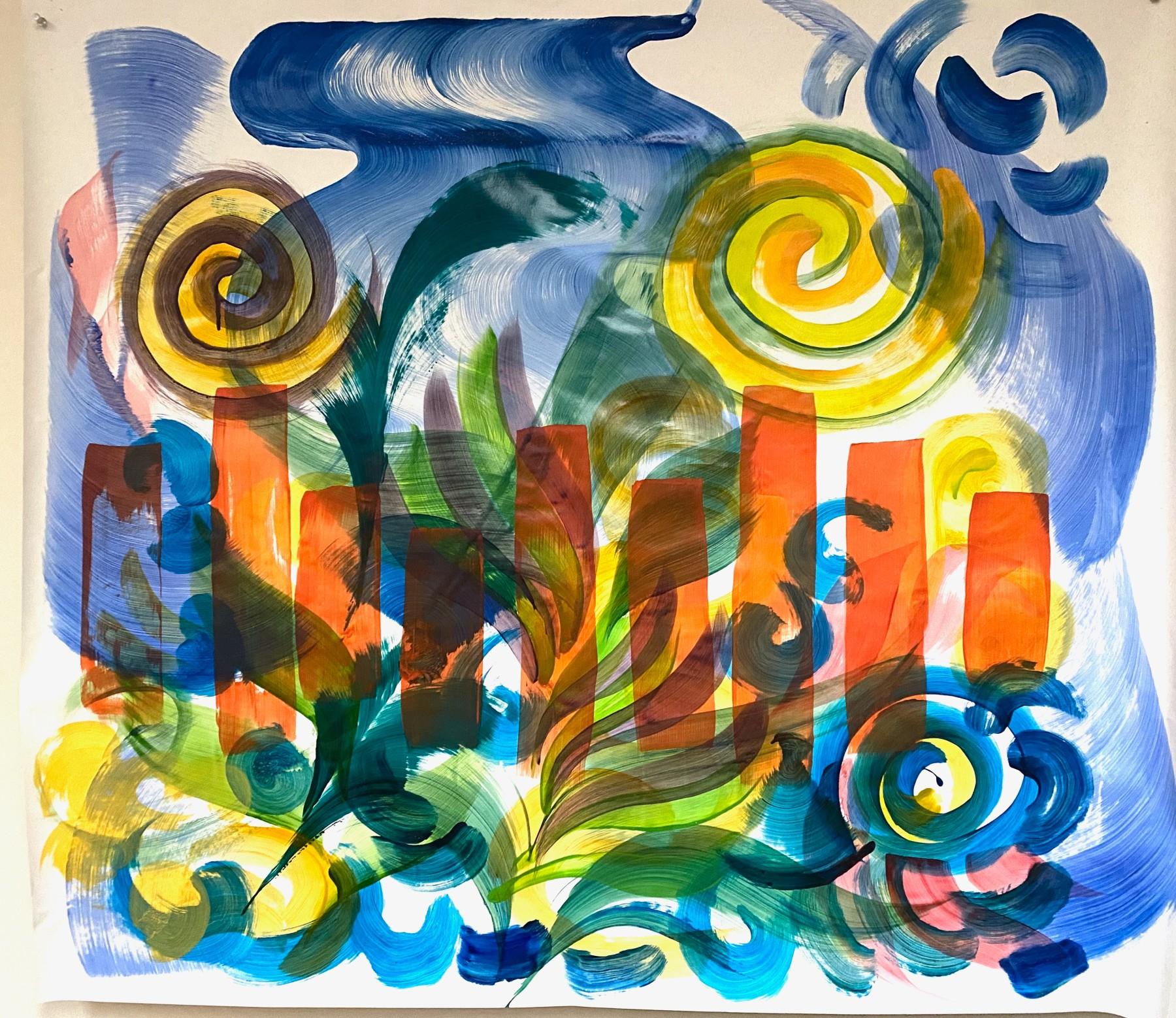Unknown Abstract Painting - Splendid, Acrylic on Paper Painting by Caren Furbeyre, 2023
