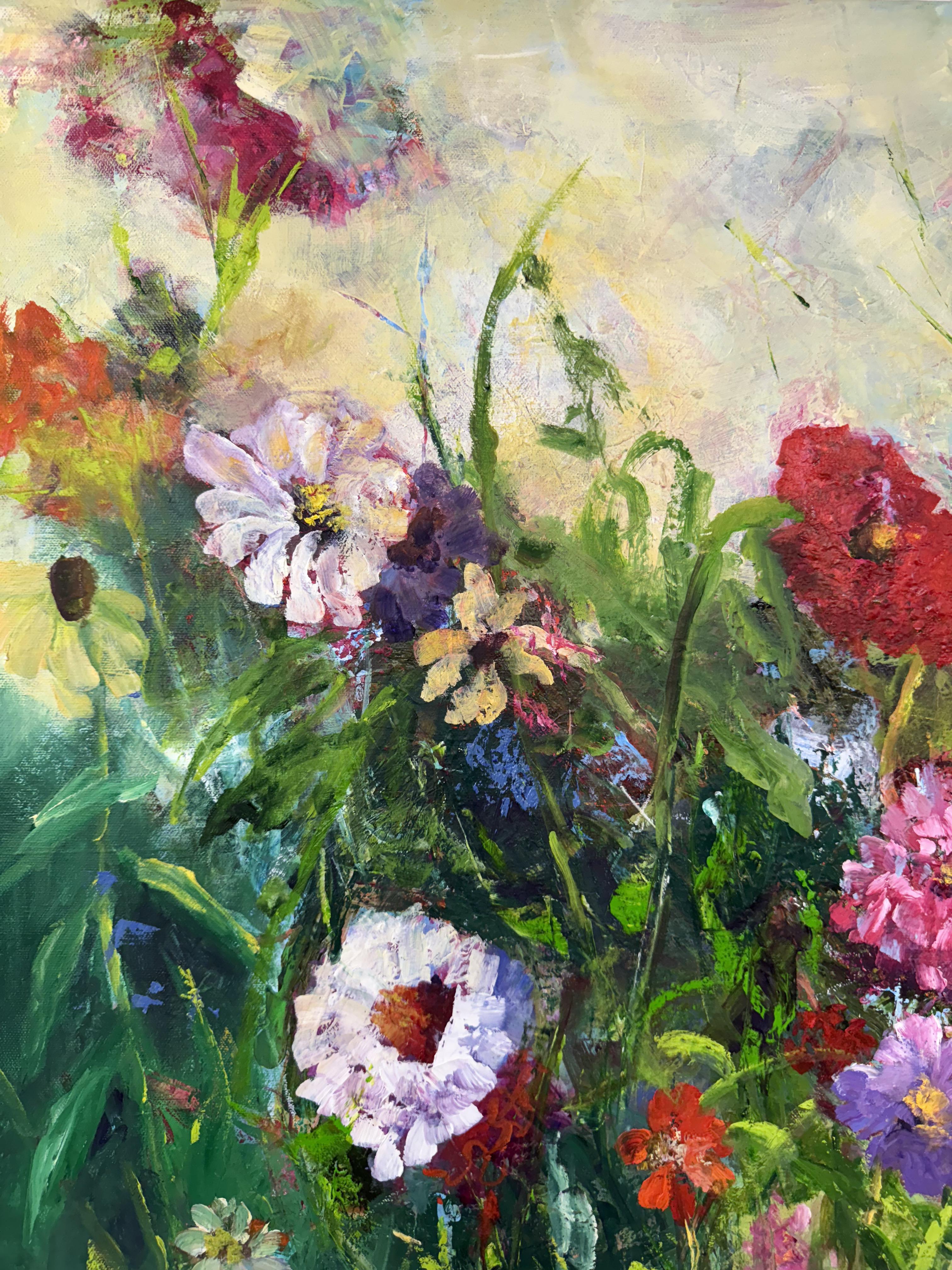 Fiori di primavera - Landscape Painting Nero di Unknown