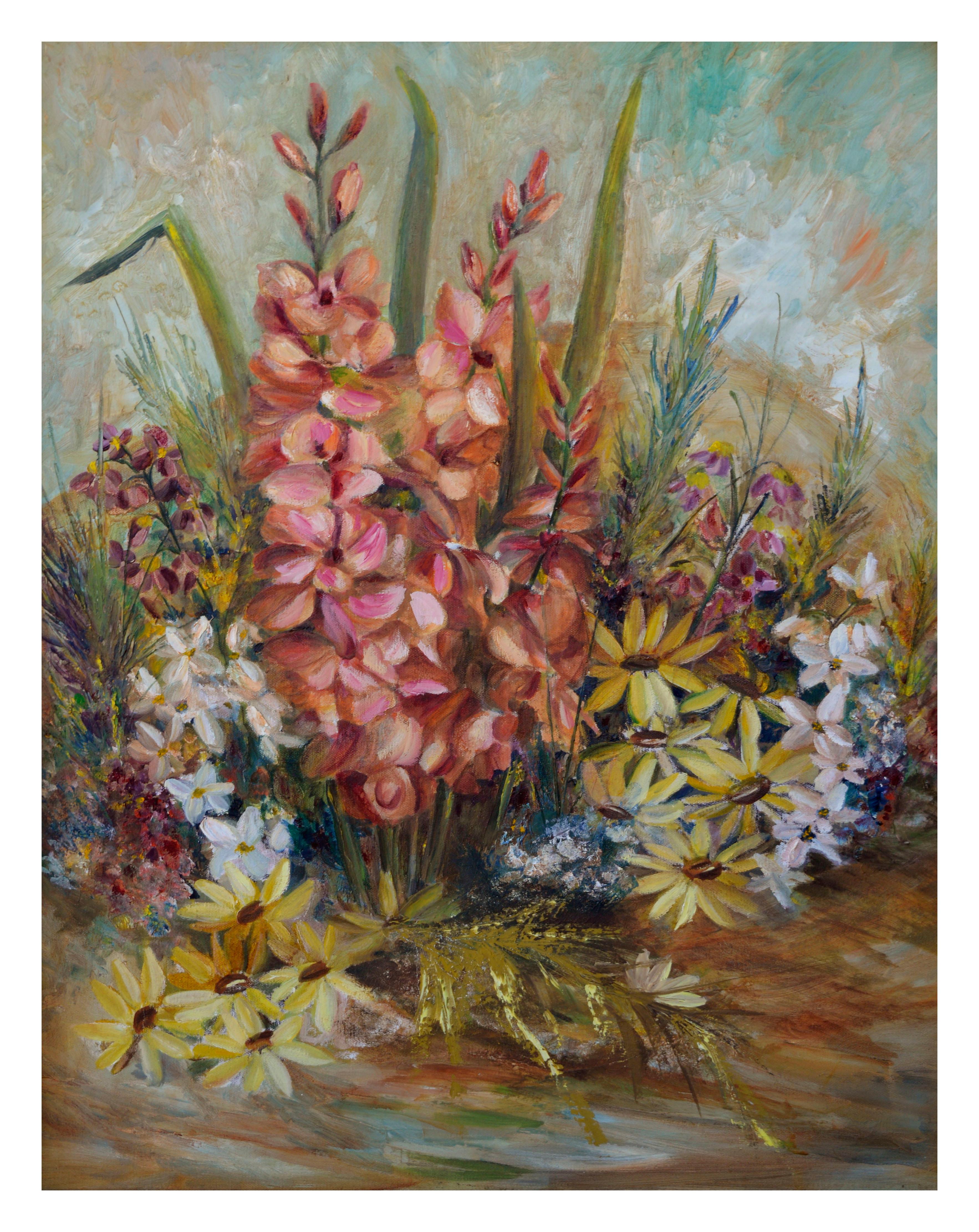 Spring Garden Flowers Still-Life  - Painting by Unknown