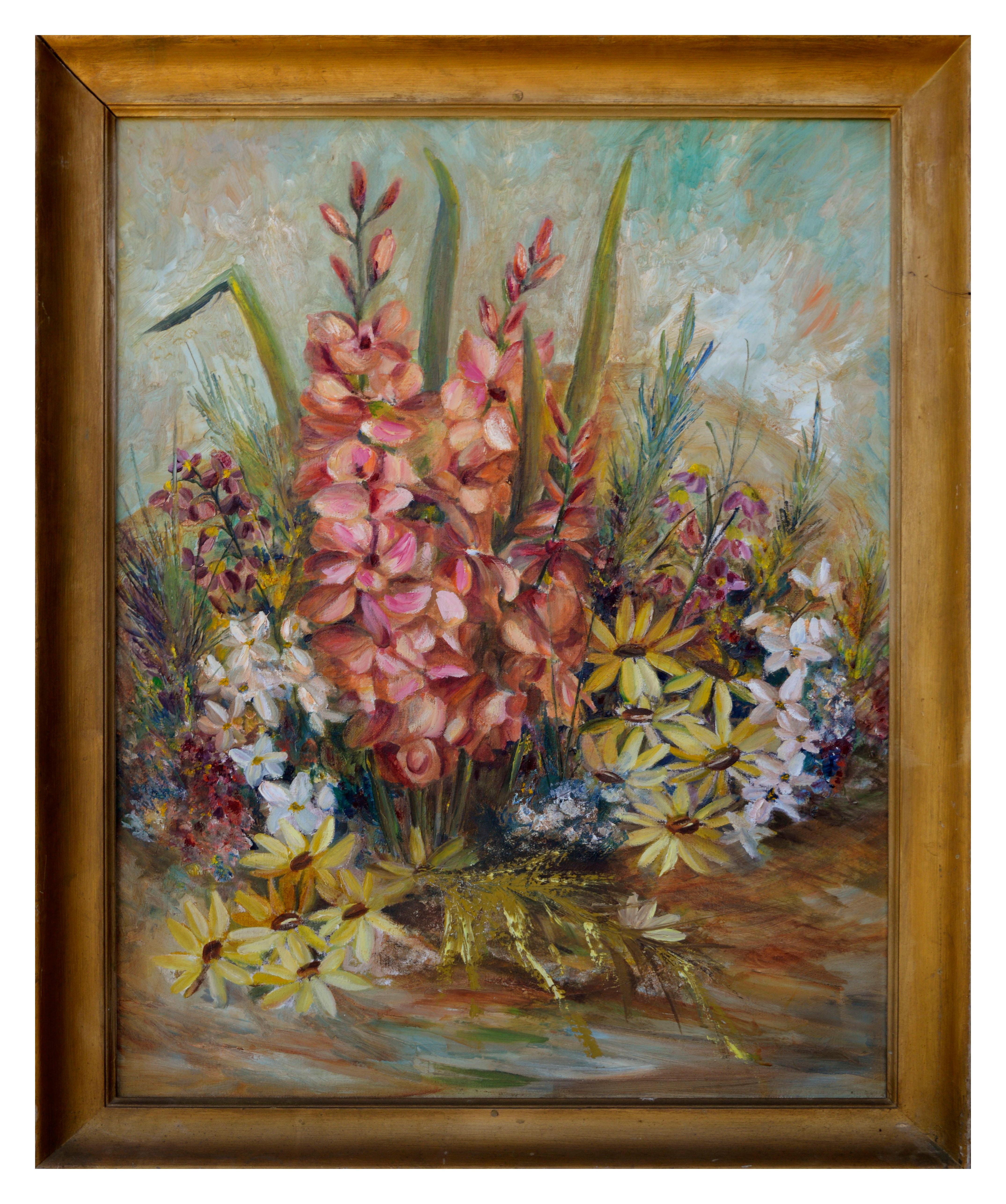 Unknown Still-Life Painting - Spring Garden Flowers Still-Life 