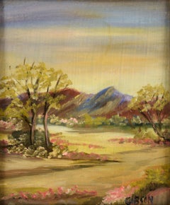 Paisaje Plein Air de Spring Valley en óleo sobre masonita por Gibson