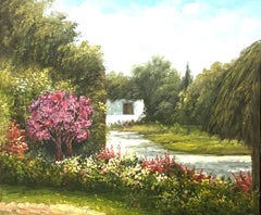 Springtime Sanctuary Oil Painting on Canvas, 20x24, Pastoral Landscape Scene