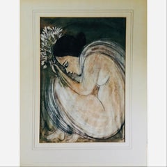 Moderne srilankische Künstlerin Nalini Jayasupriya Mädchen mit Blumen 1970er Jahre