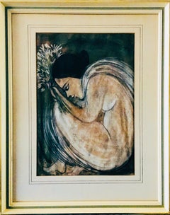 Artista femminile moderna dello Sri Lanka Nalini Jayasupriya Ragazza con fiori anni '70