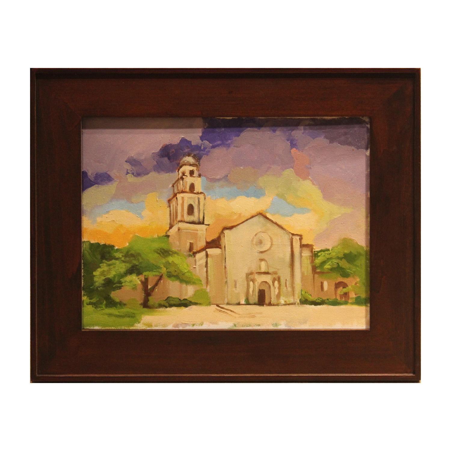 "St. Anne's Westheimer" Impressionist Landscape Painting Signed Dana
