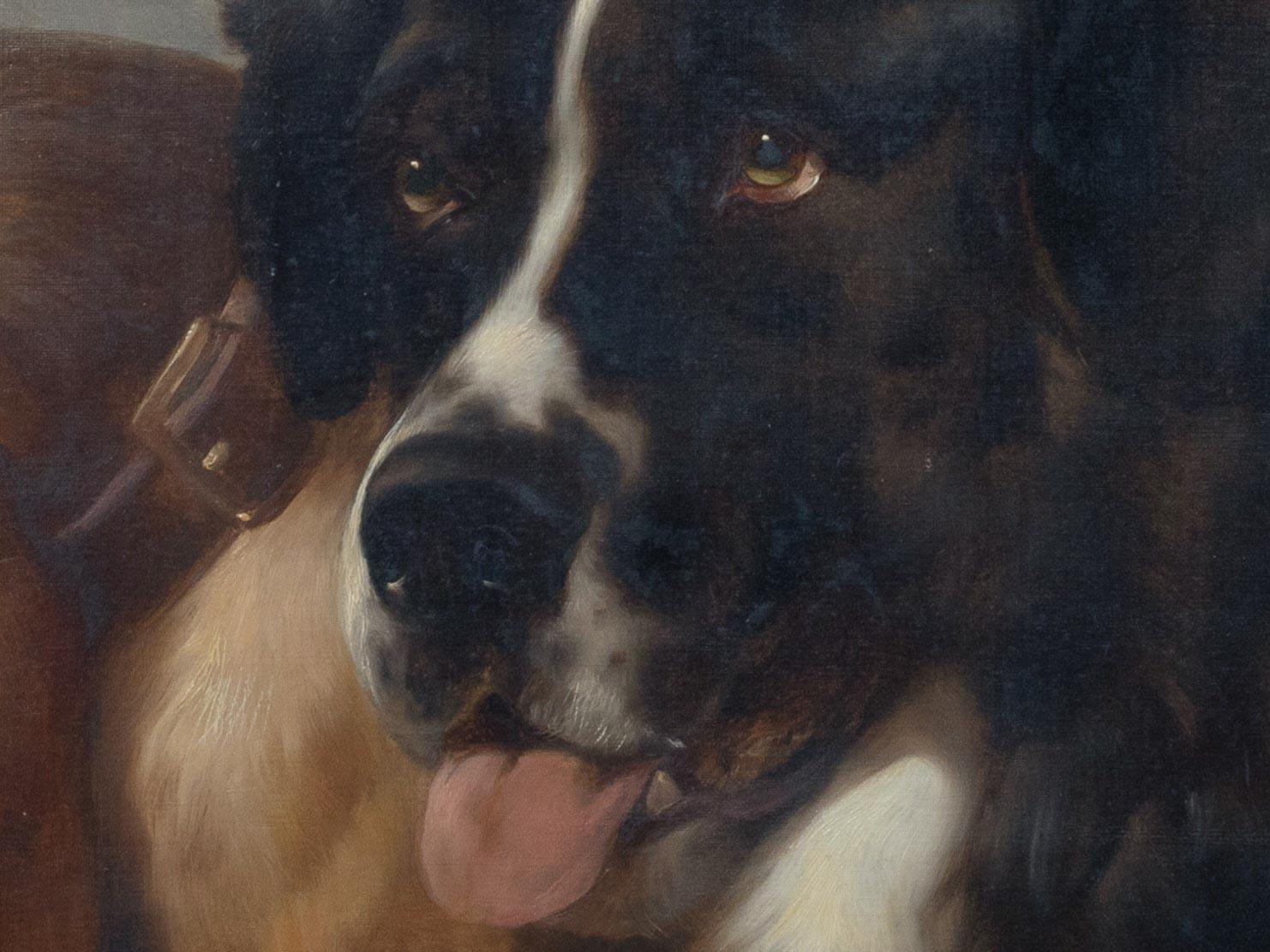 St Bernard & Bloodhound, 19th Century  by Walter Harrowing (1838-1913) 1