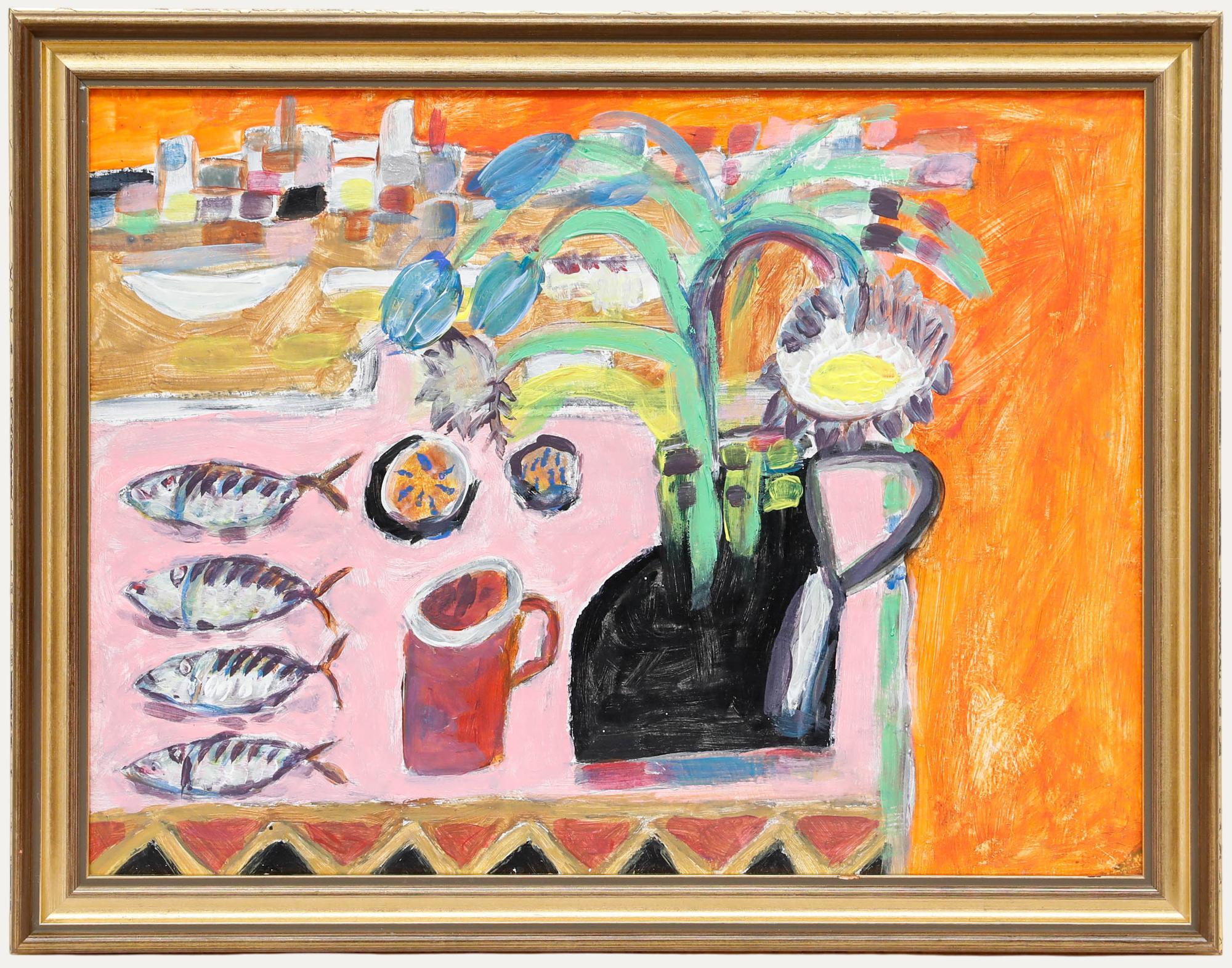 Still-Life Painting Unknown - St Ives School Contemporary Oil - Nature morte en cuisine