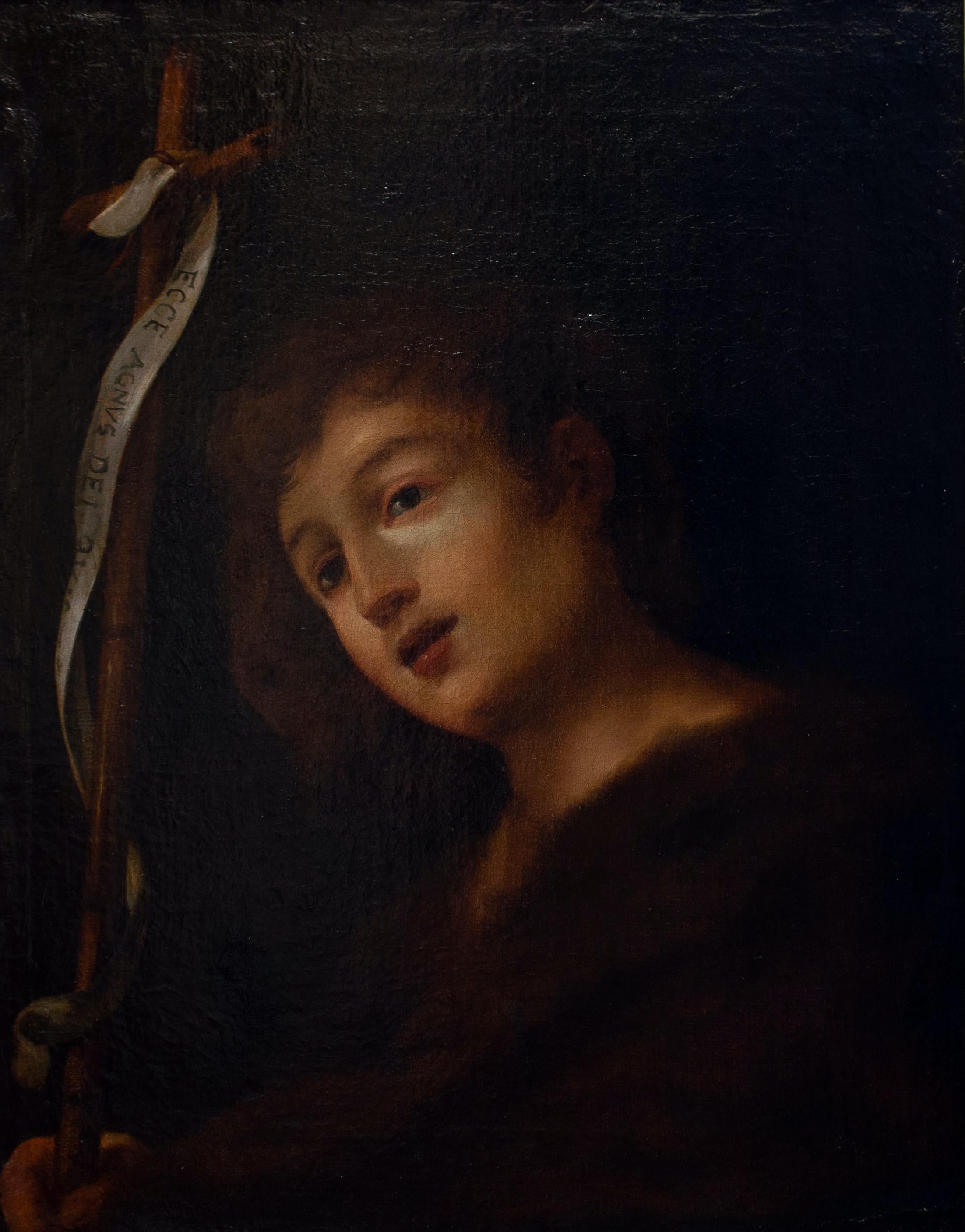 Unknown Still-Life Painting - St. John Baptist - Oil on Canvas by Italian Master 18th Century