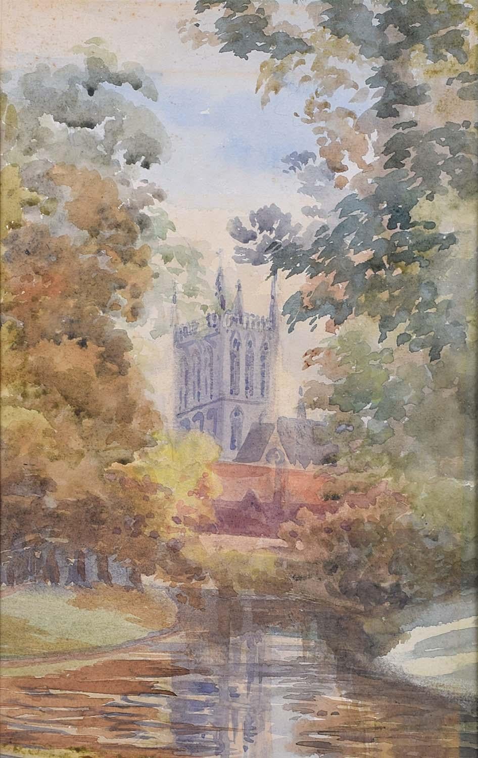 Unknown Landscape Painting - St. John's College Cambridge Watercolour