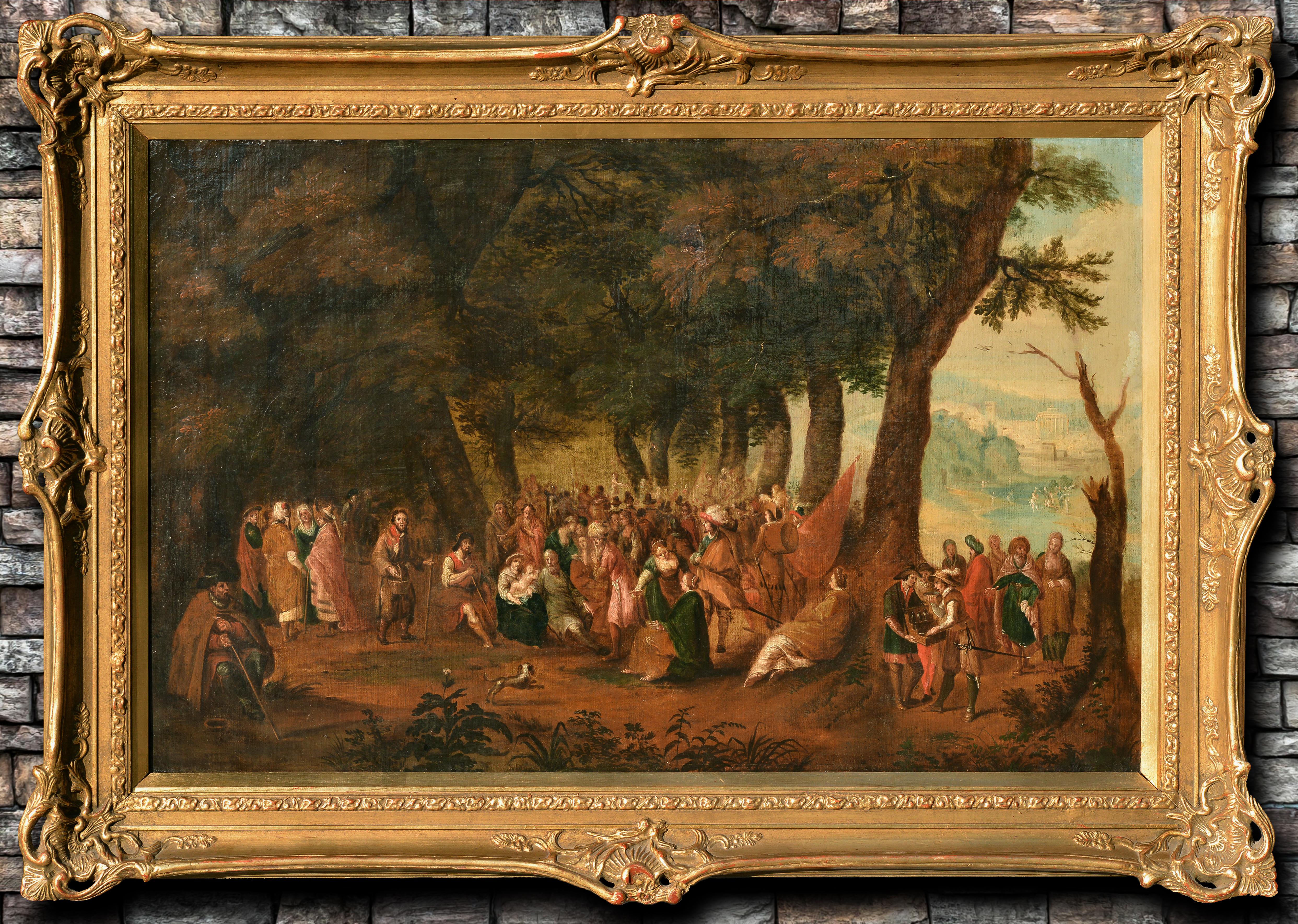 St. John's Day Fest Crowded Scene 17th century Flemish school Large Oil painting - Painting by Unknown