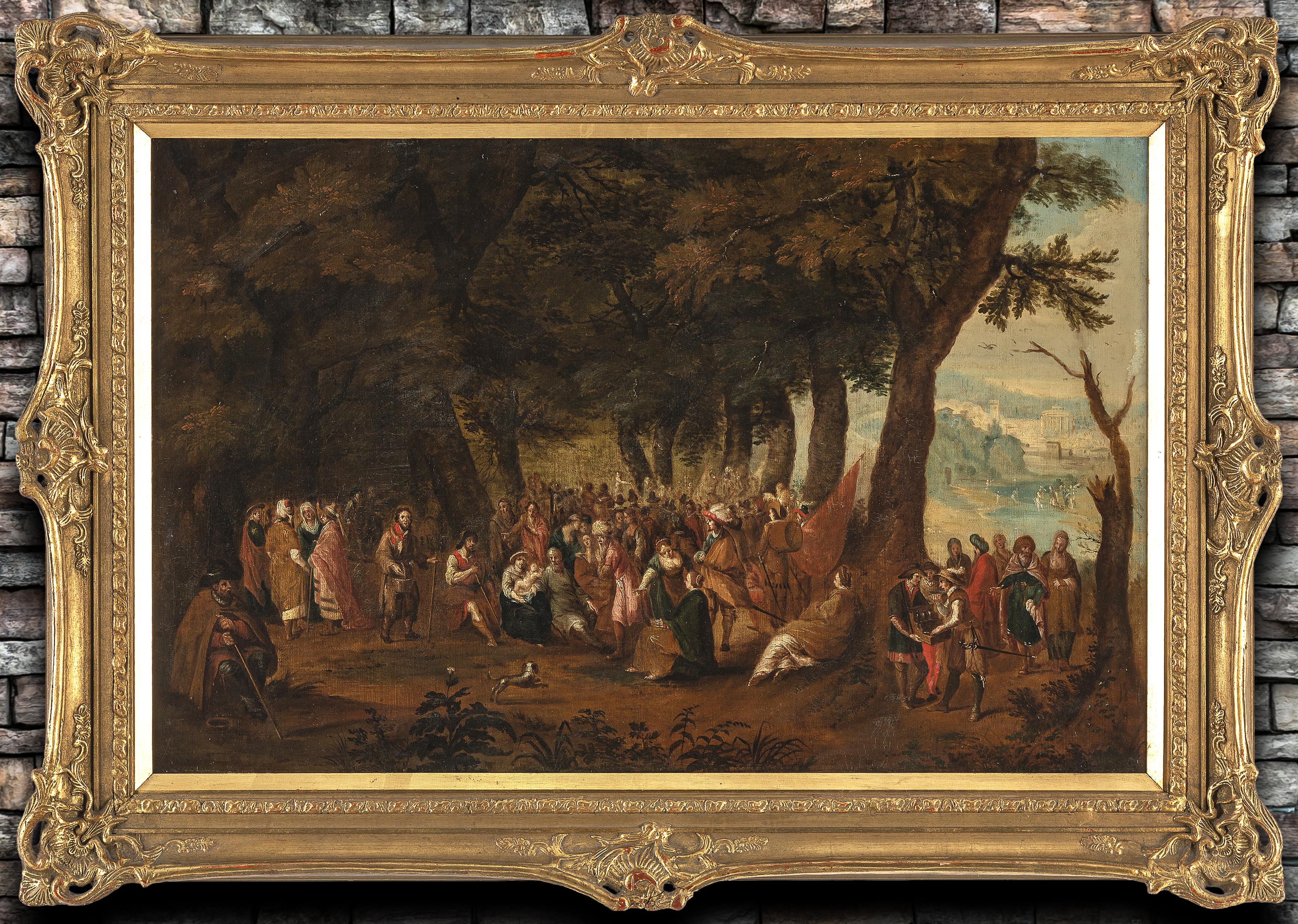 St. Johns Fest Scena affollata Scuola fiamminga del XVII secolo Grande dipinto a olio - Painting Barocco di Unknown