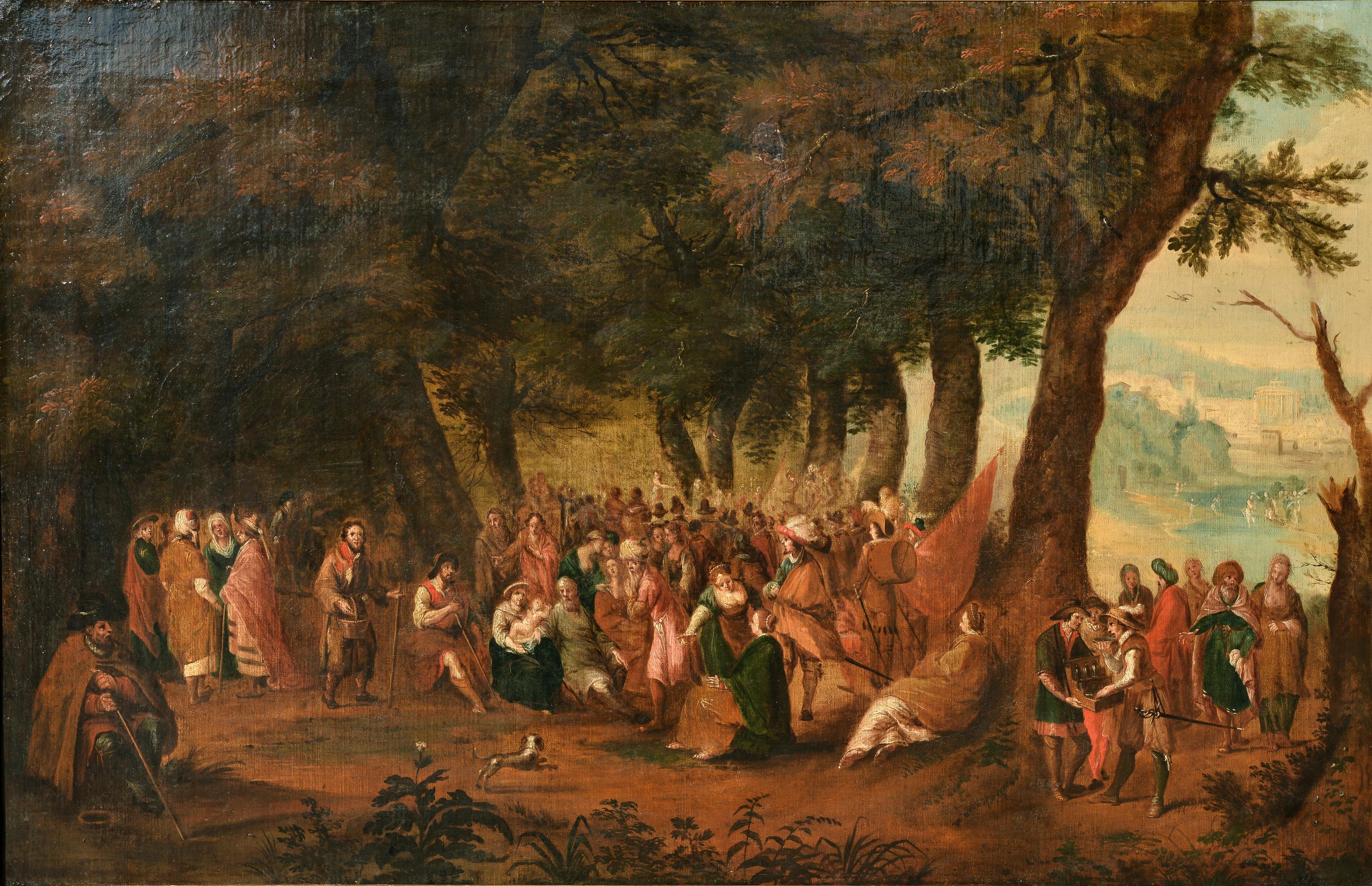 St. John's Day Fest Crowded Scene 17th century Flemish school Large Oil painting