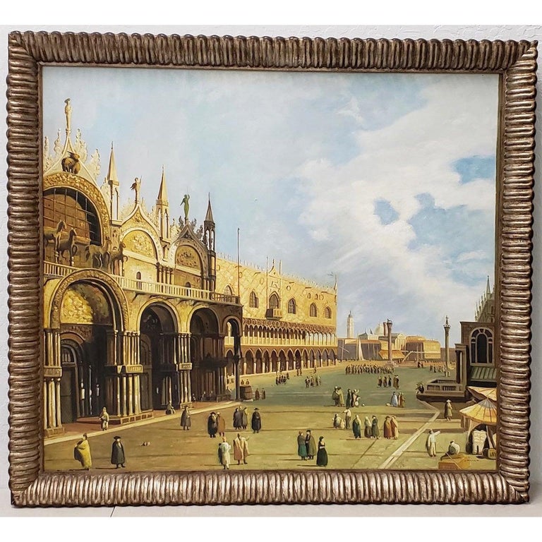 "St. Marks Square" Vintage Venetian Scene Oil Painting c.1970 - Art by Unknown