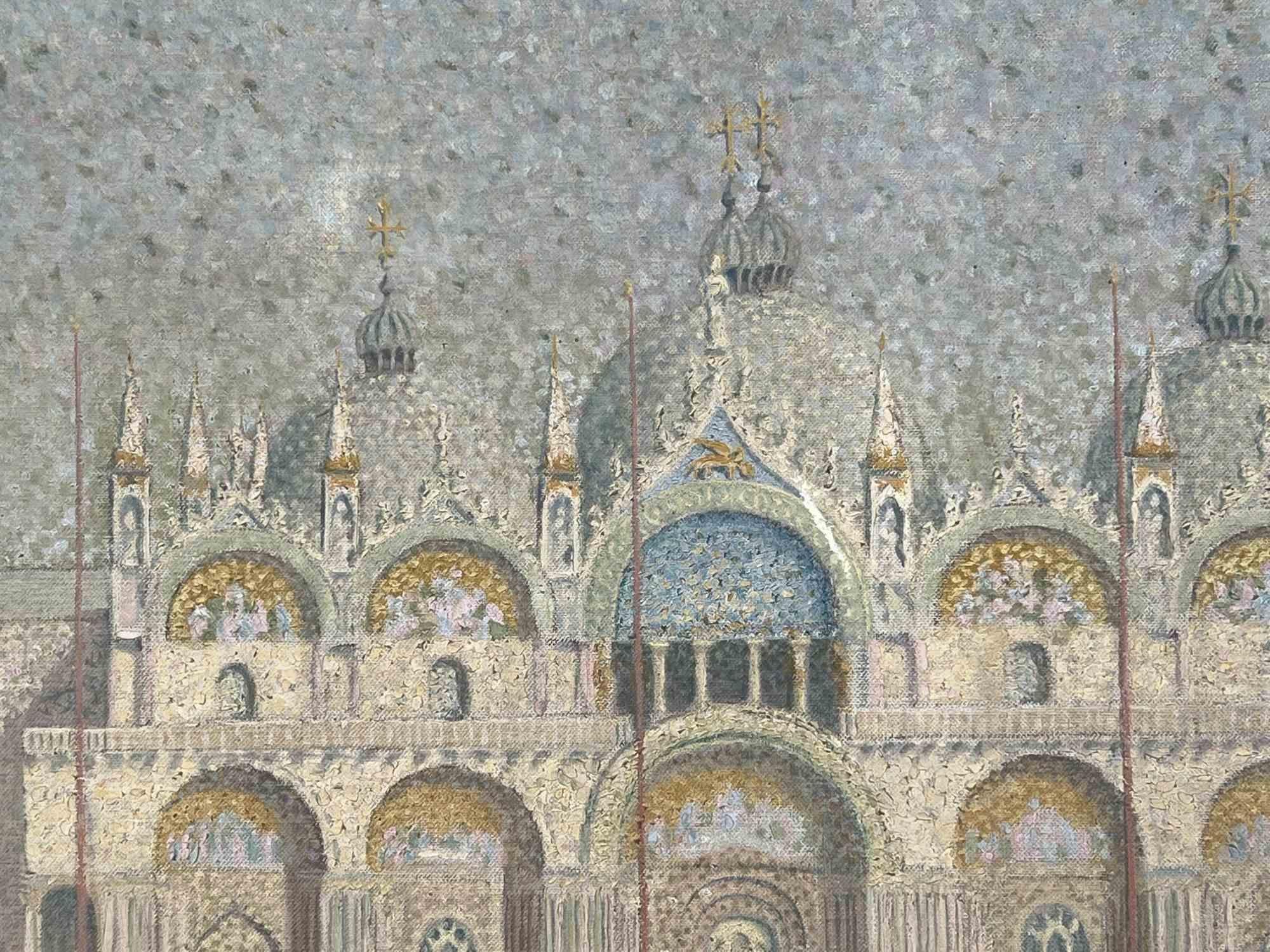 St. Marks Venice is an original old master artwork realized in 1910 ca. by French Pointilliste Artist.

Mixed colored oil on canvas.

Unreadible signature of the artist on the lower right margin.

Good conditions

Includes frame. 85 X 94 cm
