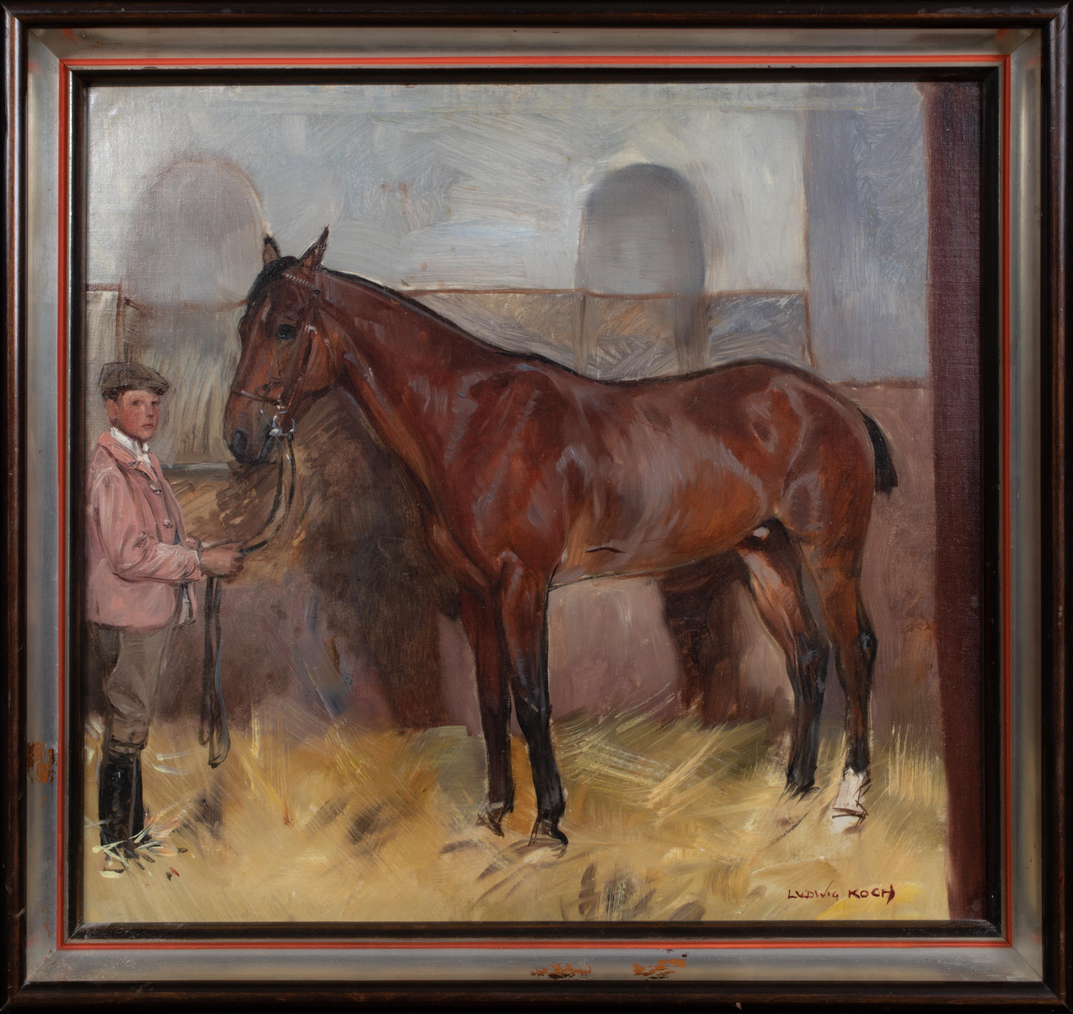 Stalliere e cavallo, XIX secolo  di Ludwig KOCH (1866-1934) - Painting di Unknown