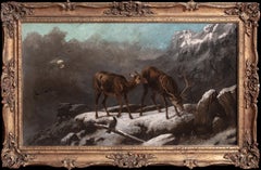 Stag & Deer Grazing In The Frozen Scottish Highlands, 19th Century  ROBERT ROE