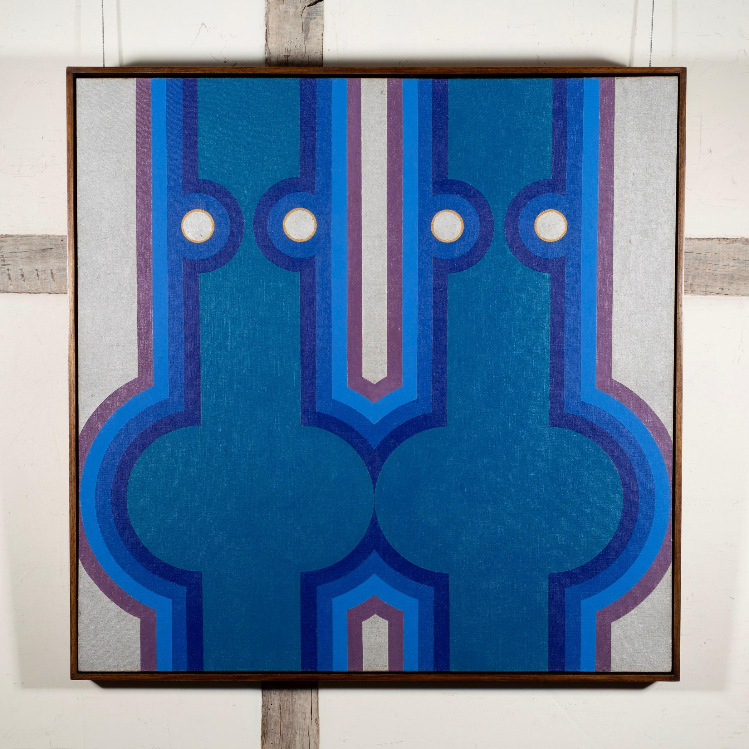 Standing Upright Forms, Acrylic on Canvas Painting by Thomas Nathaniel Davies For Sale 1