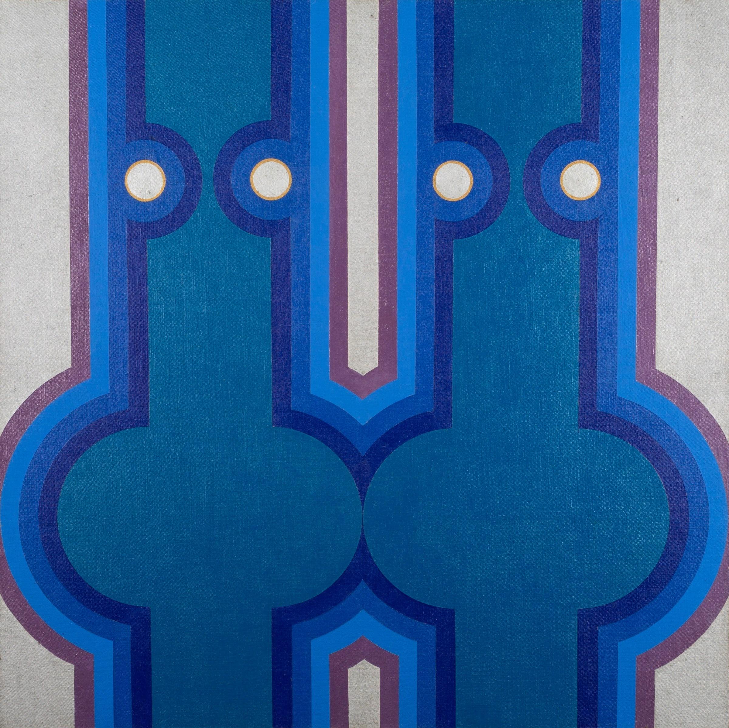 Standing Upright Forms, Acrylic on Canvas Painting by Thomas Nathaniel Davies, 1976

Additional information:
Medium: Acrylic on canvas
71.1 x 71.1 cm
28 x 28 in

Nathaniel Davies was born in Dowlais, Merthyr Tydfil, and studied at the Cardiff School