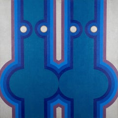 Formes verticales debout, peinture acrylique sur toile de Thomas Nathaniel Davies