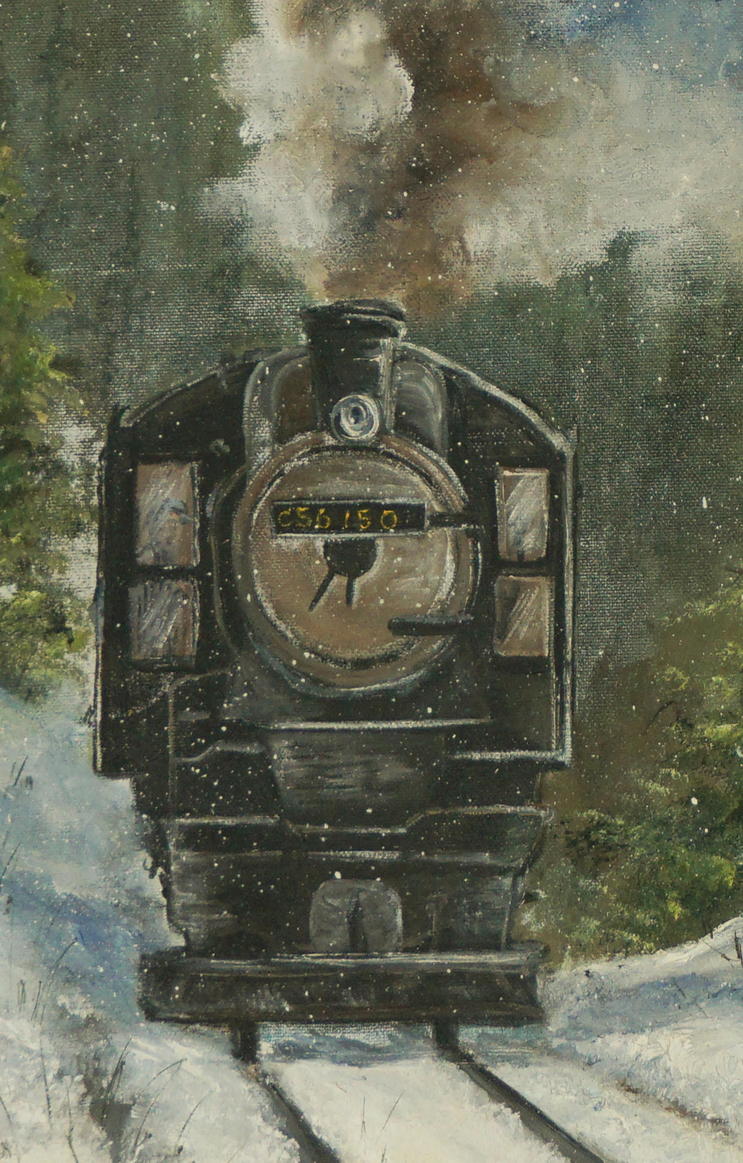 to a locomotive in winter