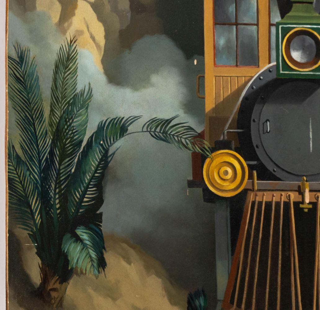Steam Locomotive Train Composition (Braun), Landscape Painting, von Unknown