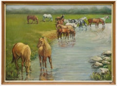 Stella Lane - Huile du milieu du 20e siècle, Bradley's Horses
