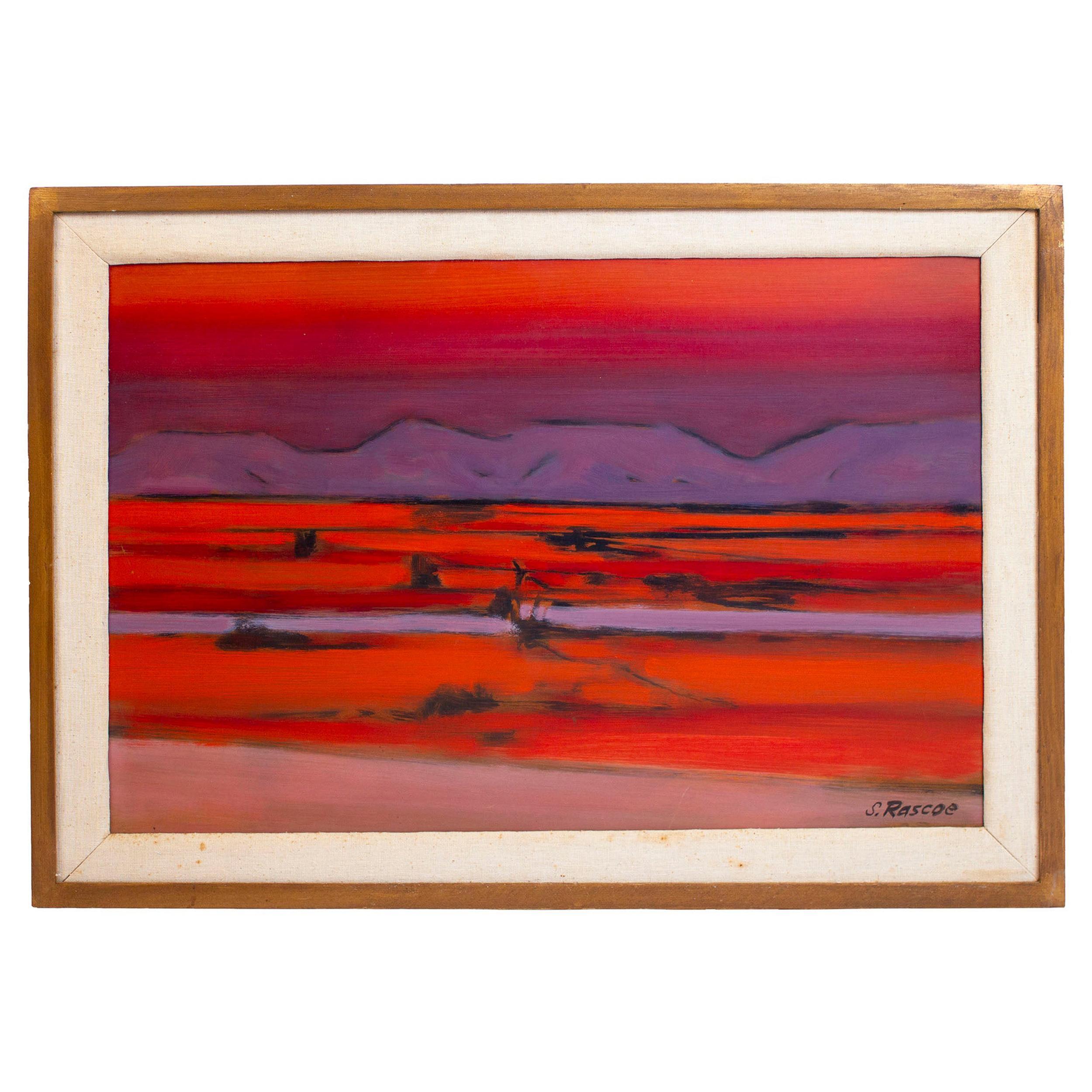 Abstract Painting di Unknown - Stephen Thomas Rascoe Paesaggio astratto dipinto negli anni '70 'Sierra Madre' Arte del Texas