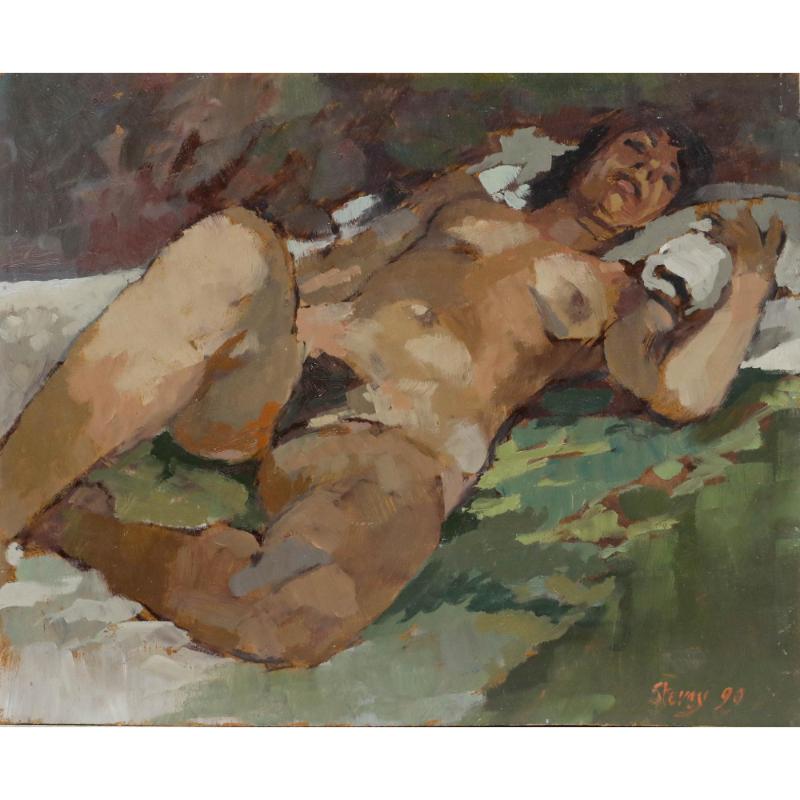 Stevey - 1990 Öl, Weiblicher Akt – Painting von Unknown
