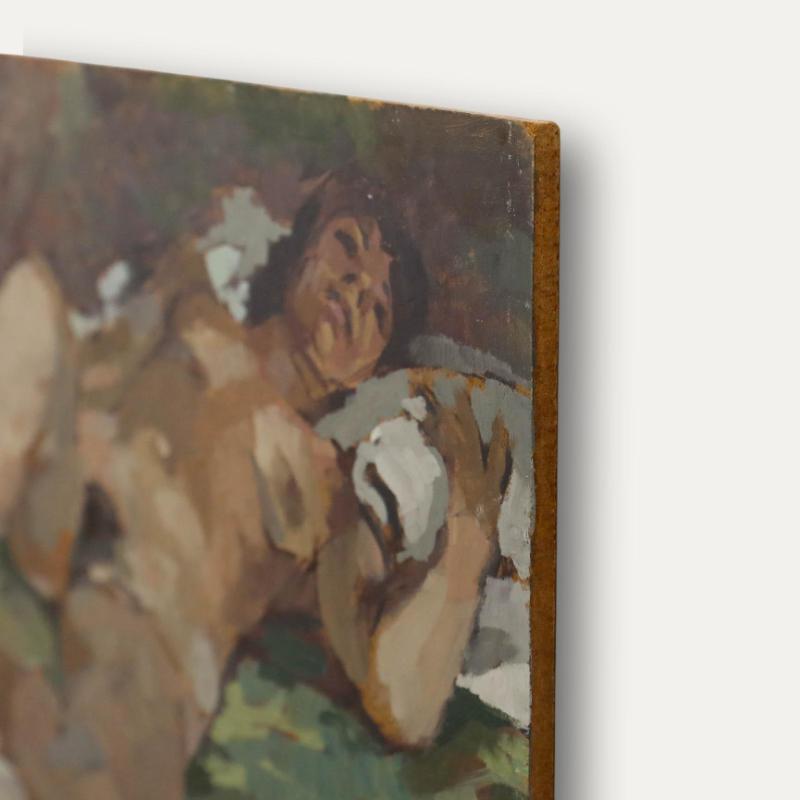 Stevey - 1990 Öl, Weiblicher Akt im Angebot 1