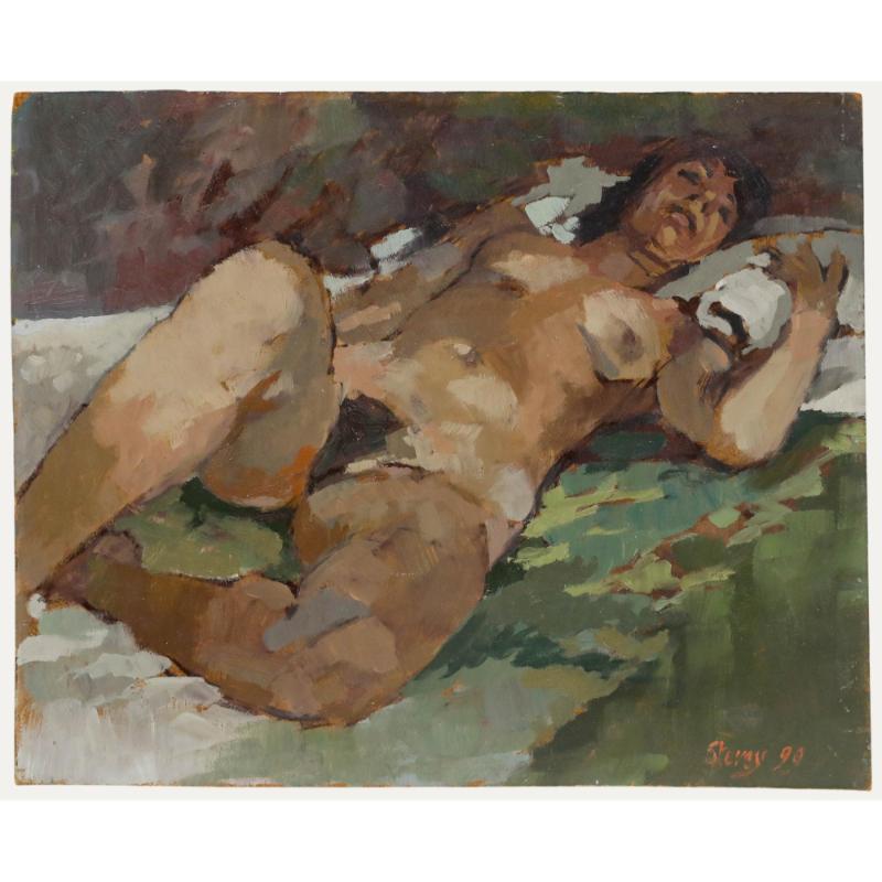 Unknown Nude Painting – Stevey - 1990 Öl, Weiblicher Akt