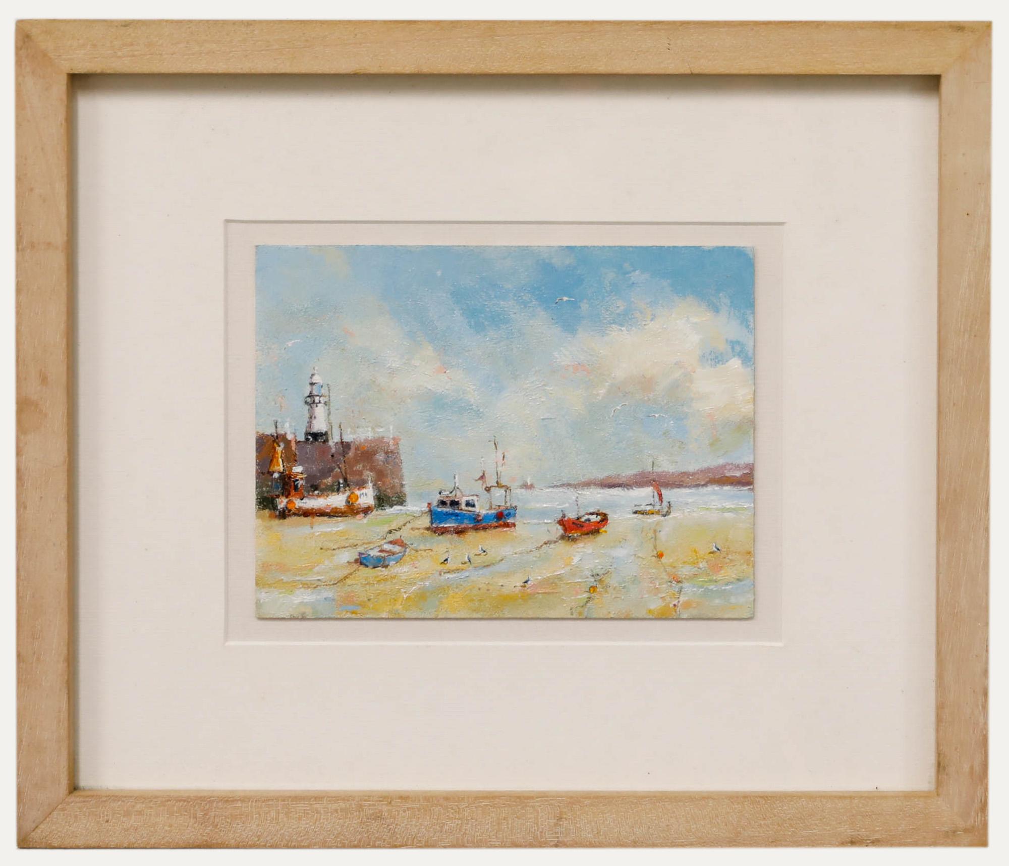 Stewart Middlemas (geb. 1944) – Smeaton's Pier, St. Ives, Ölgemälde, 20. Jahrhundert