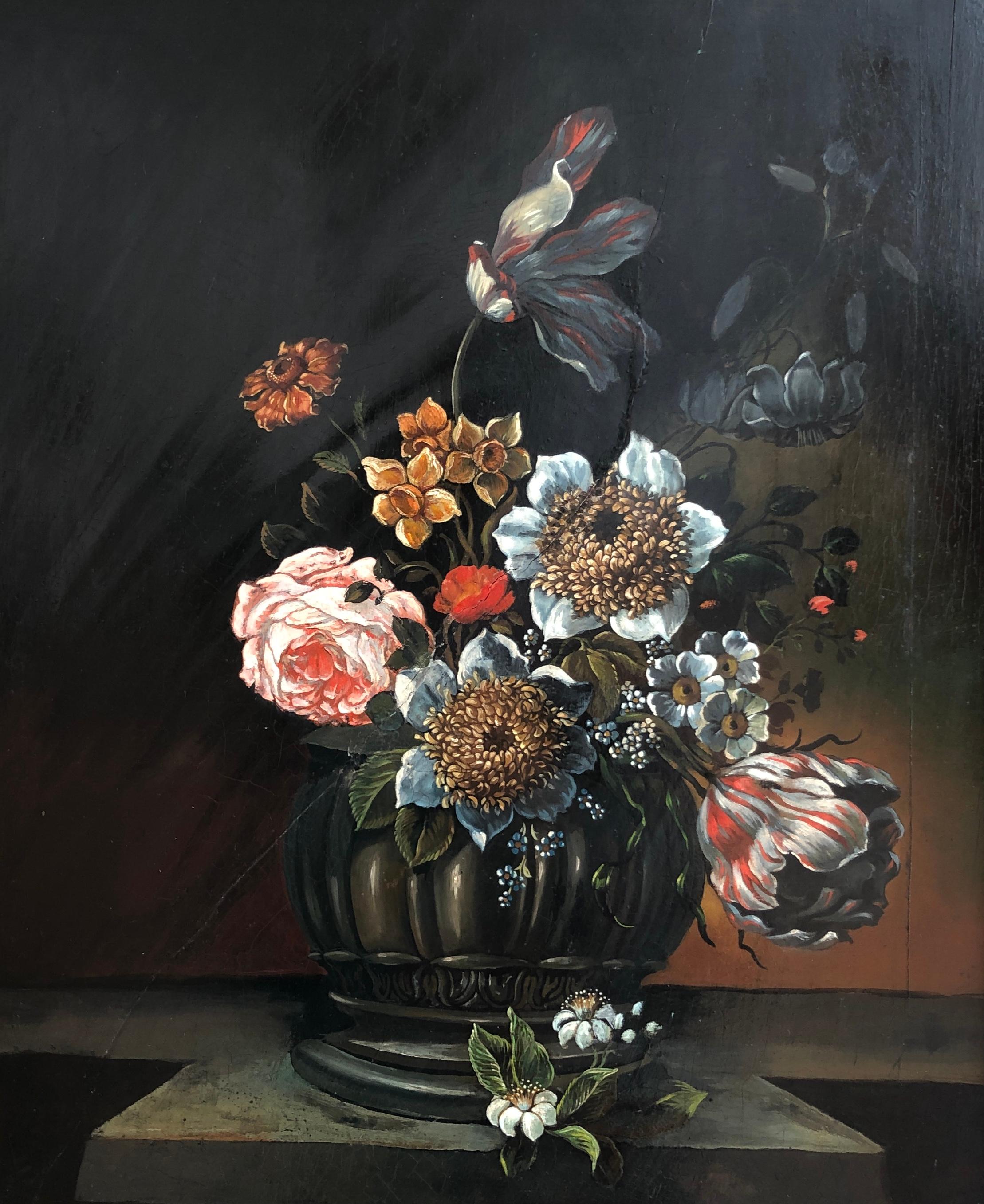 Unknown Still-Life Painting – Stilleben Blumenstrauß