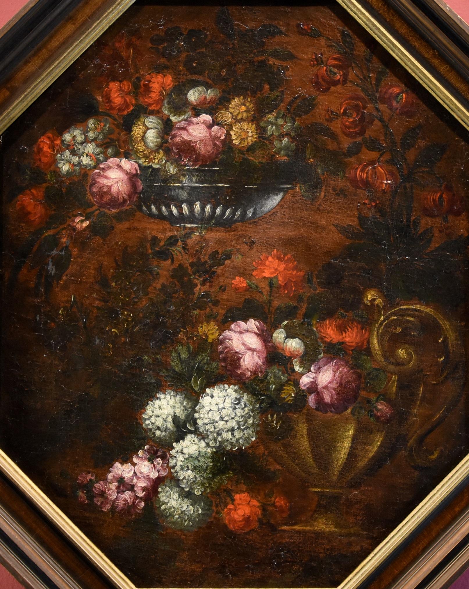 Still-life Flower Paint Oil on canvas Old master 17th Century Lombard school - Old Masters Painting by Unknown