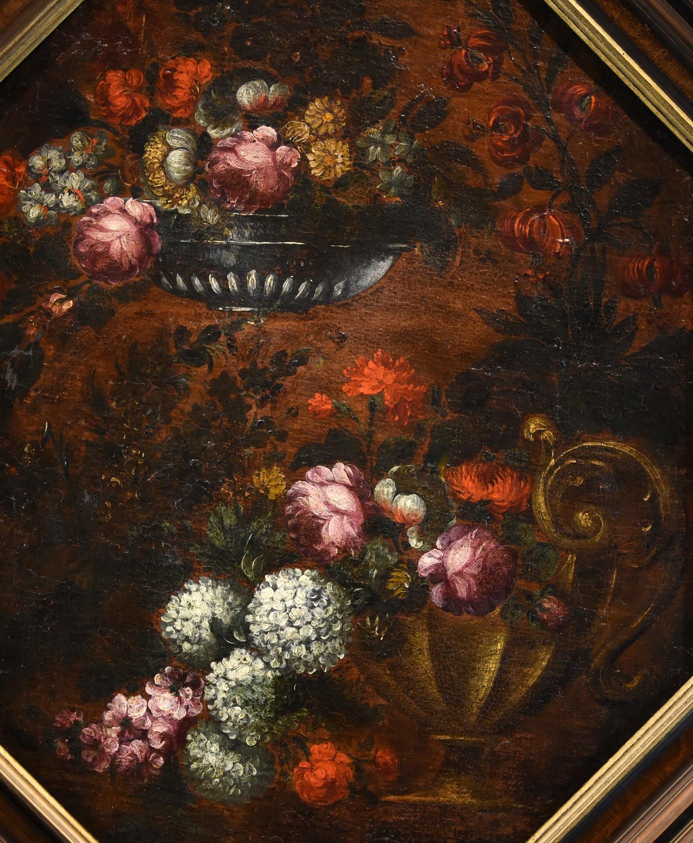 Still-life Flower Paint Oil on canvas Old master 17th Century Lombard school For Sale 1