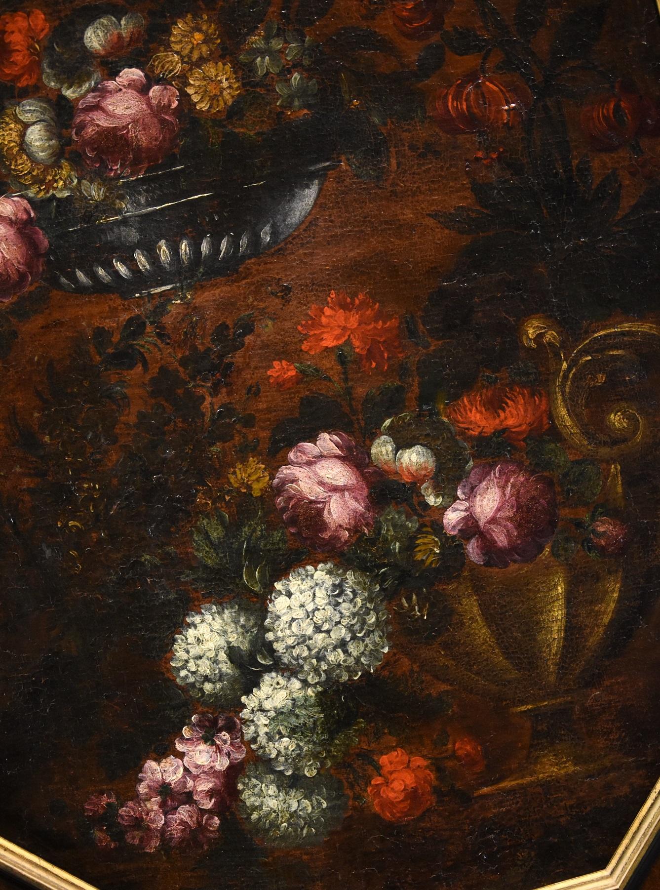 Still-life Flower Paint Oil on canvas Old master 17th Century Lombard school - Old Masters Painting by Unknown