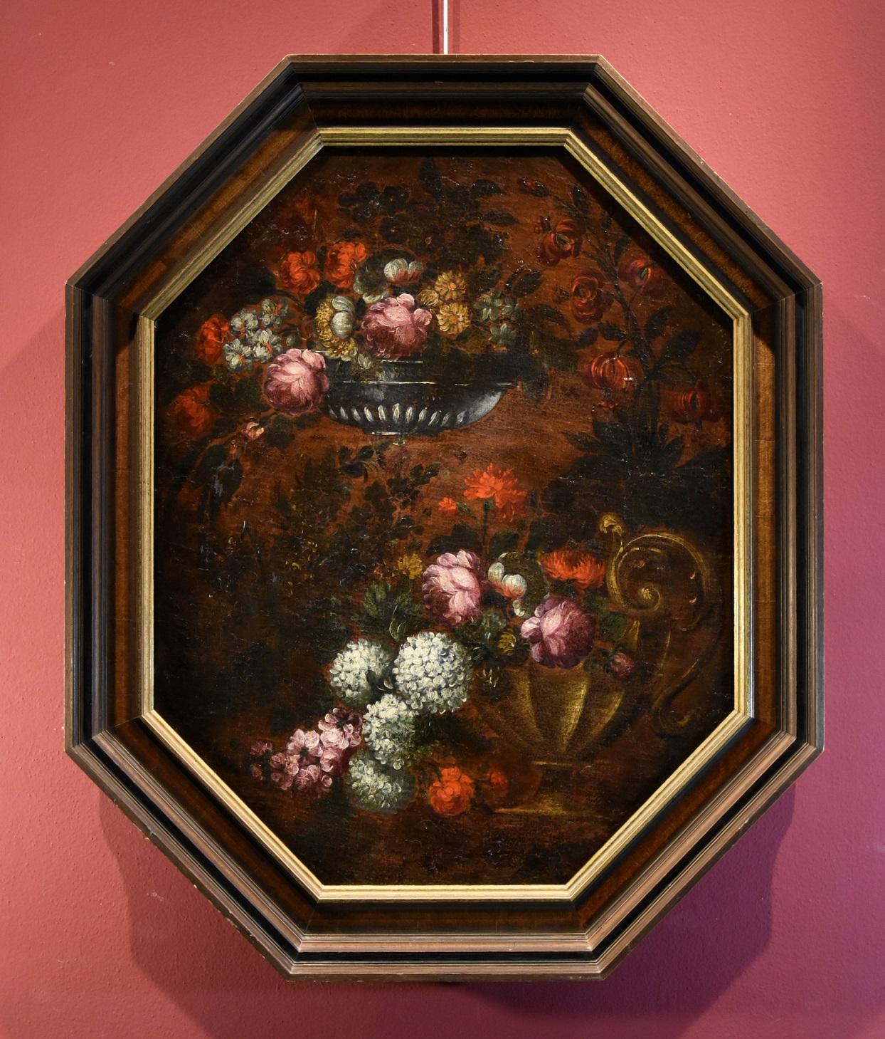 Still-life Flower Paint Oil on canvas Old master 17th Century Lombard school - Painting by Unknown